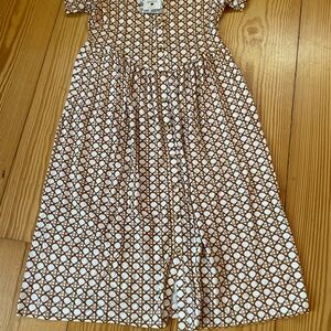 kate quinn NWT Brown and White Geometric Button-Front Casual Dress